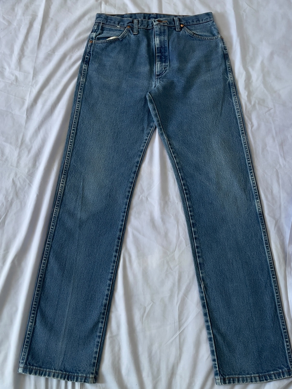 Wrangler 13MWZ Cowboy Cut Jeans Mens 34x36 Blue Denim Original Fit Straight Leg